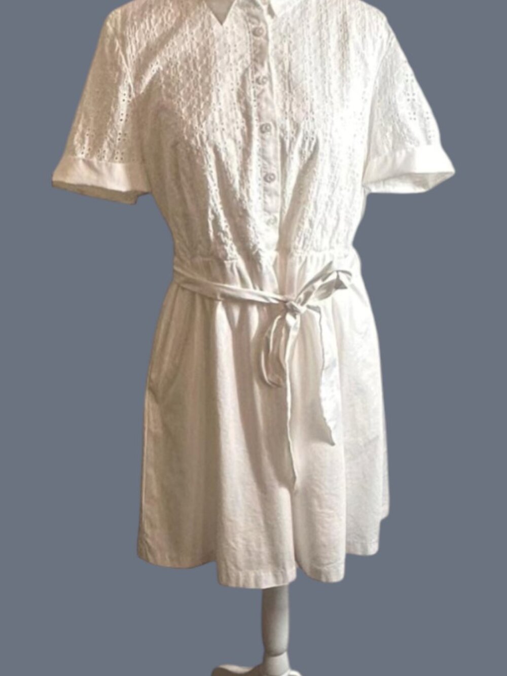 IMNYC Isaac Mizrahi White Eyelet Dress ~ Size 14